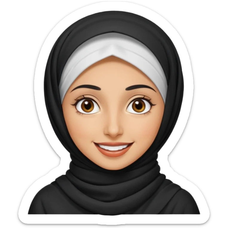 30 year old iranian woman short curly black hair, big brown eyes, tanned skin, big smile, white teeth, pretty sticker