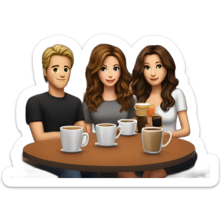 Ross, Rachel, Monica, Chandler, Joey, and Phoebe, all gathered for a coffee at Central Perk sticker