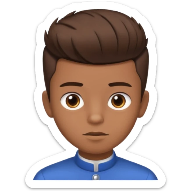 create a fringe haircut boy with a brown hair with hair little up more looking like quiff hairstyle but its going straight not on side sticker