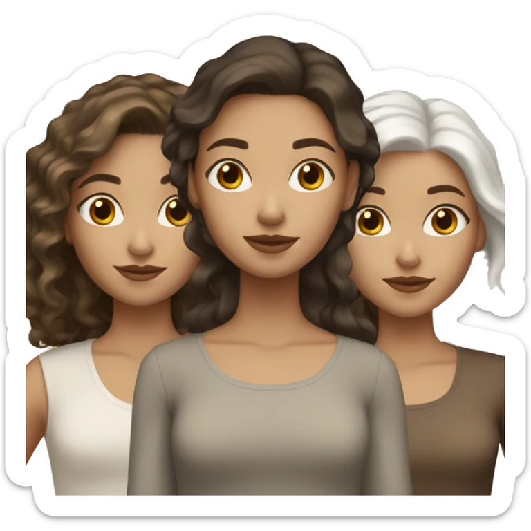 3 Sisters white skin Color they have dark brown hair, dark blonde hair and white hair  sticker