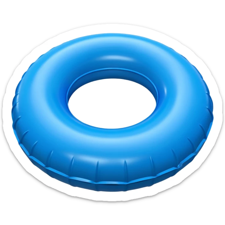 3D render of Inner Tube made of shiny inflatable vinyl, visible seam lines, air valve, highly reflective plastic texture, pool toy aesthetic. sticker