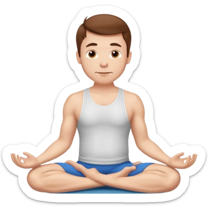 Adult man with short brown hair doing cow position yoga sticker