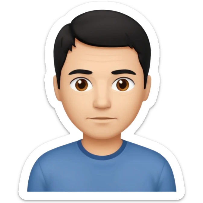 great job, now i would like a middle aged dark brown person with black hair on head in casual shirt sticker