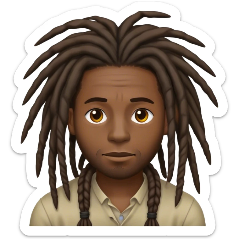 black man with dreads that look like he don’t care about nothing in the world and you can tell in his face  sticker