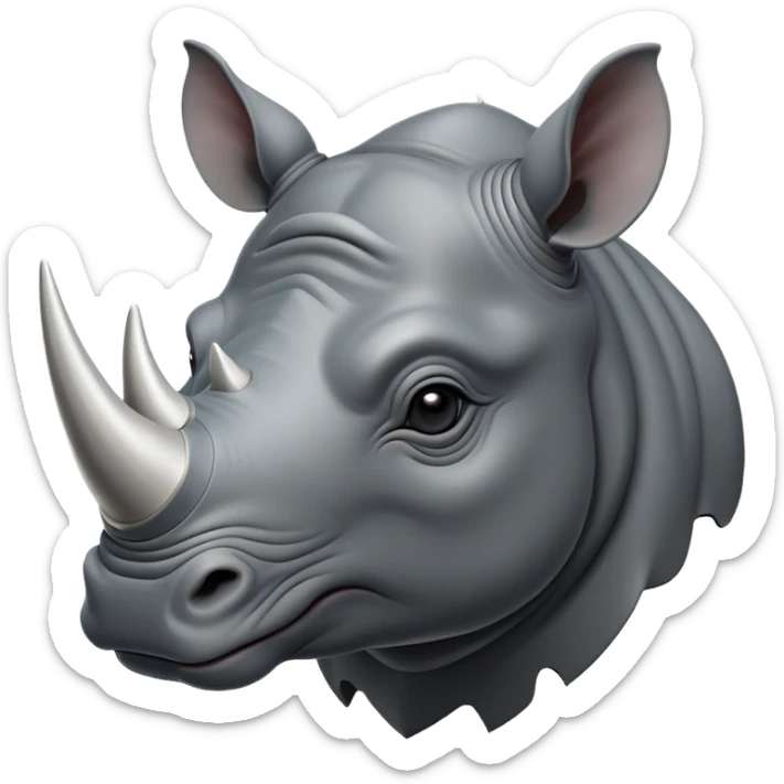 cinematic-noble--rhinoceros-portrait-emoji,slate-grey-hide-poised-and-regal,-with-a-massive,-powerful-build-and-a-thick,--deep-set-soulful-piercing-eyes,-simplified-yet-sharp-and-sophisticated-features,-highly-detailed,-large-black-eyes, white horn sticker