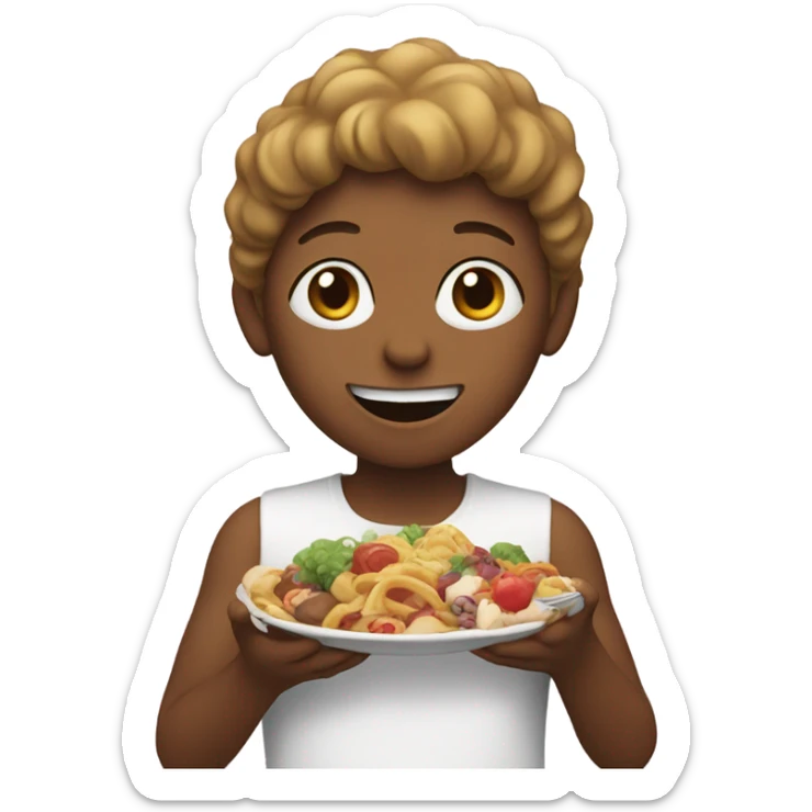 someone eating, but the food is the same color as their skin tone and is swirling at the bottom in two places sticker