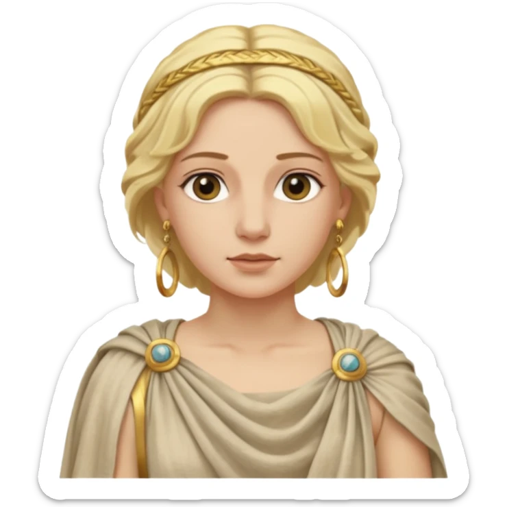 Ancient Roman woman with earrings and blonde hair, ancient clothes sticker