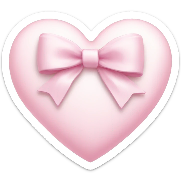 Pastel pink heart with white bow sticker