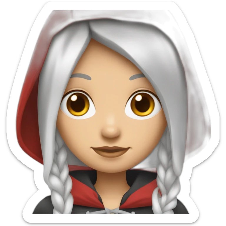 red-ridding-hood-white-girl-long-straight-black-hair-with-white-streak-hair sticker