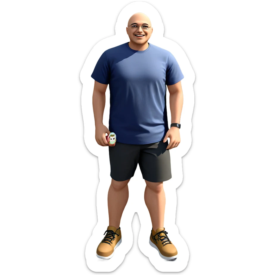 bald boy enjoying outdoors sticker