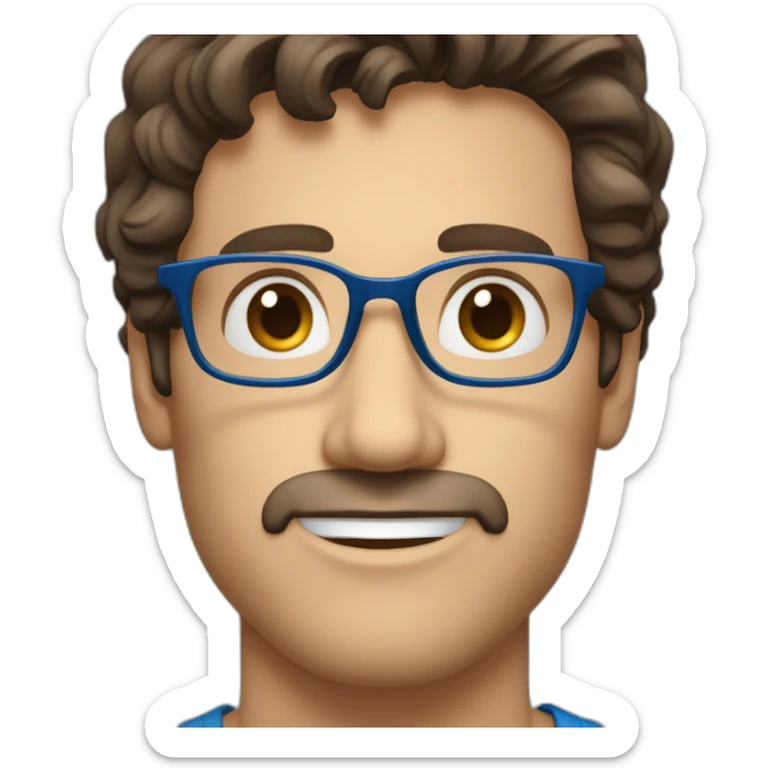 Handsome-Caucasian-Dad-dark-brown-wavy-hair-blue-eyes-glasses-straight-nose sticker