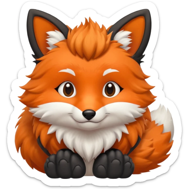 Floofy the Creampuff fox blackish gray fur color chubby Black paws orange color 3 tails sticker