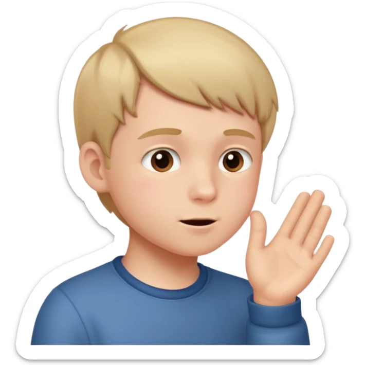 A boy showing right cheek to her mother asking for a gentle playful slap only boy no picture of mother included in emoji
Give side view of right cheek sticker