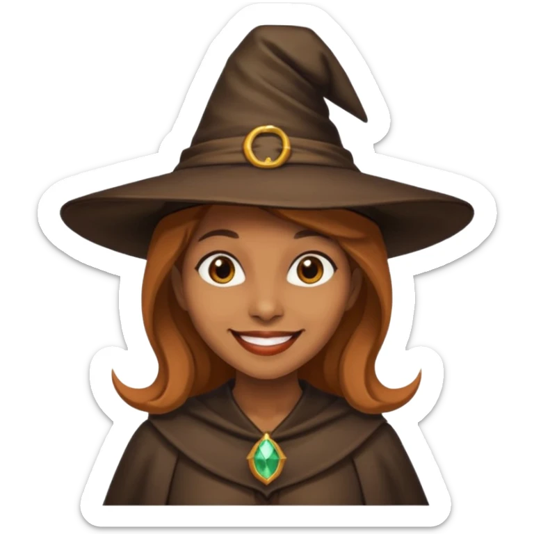 light brown skin witch with hat sticker