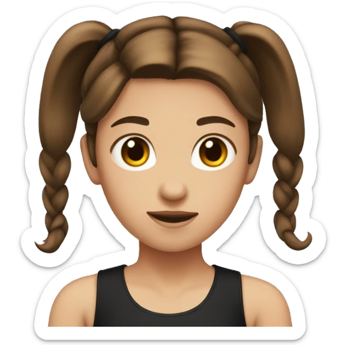 girl with brown hair in a ponytail and a black sleeveless shirt sticker