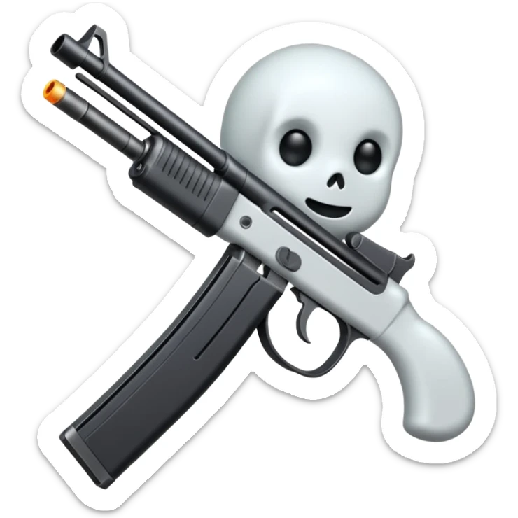 Fantasmas con un fusil moderno y haciendo haciendo en en forma de ✌️ con los dedos sticker