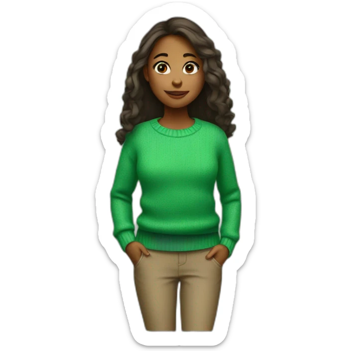 Girl in green sweater sticker