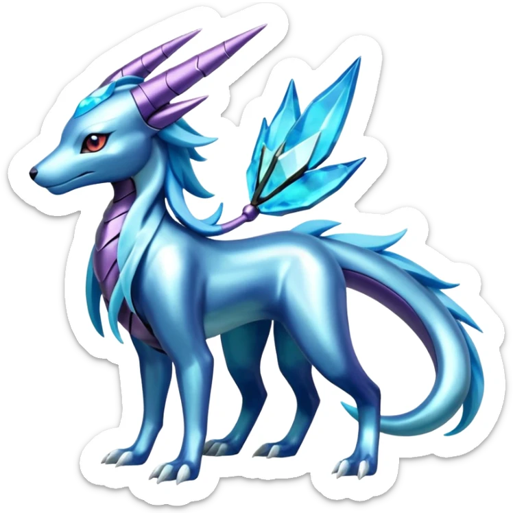 Shiny Alloy Metallic Futuristic Suicune-Aurorus-Salandit-Glaceon-Meganium-fusion (full body) sticker