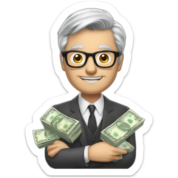 ​ 53 / 5 000 Résultats de traduction Résultat de traduction Gray hair boss in glasses and cigarette with money sticker