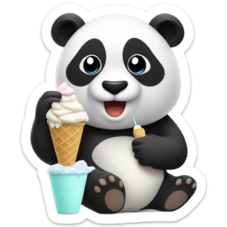 Panda eating ice cream sticker