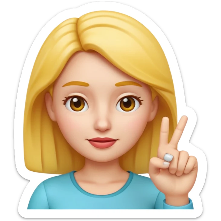 Apple-style 3D emoji of a cartoon woman pointing to her forehead with one finger, friendly expression, clean and colorful design, no background. sticker