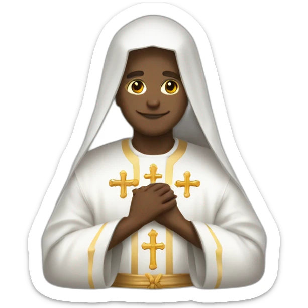 sacerdote piel blanca túnica negra crucifijo en la mano sticker