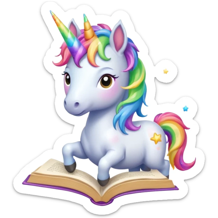 Unicorns read book
A full body of little majestic unicorn with rainbow mane holding an open book with magic sparks.












 sticker