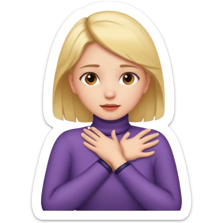 A girl putting her hands on her own neck one arm over the other sticker