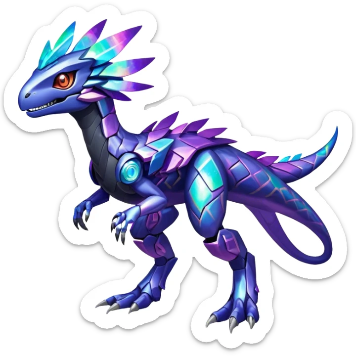 Shiny Nebula Futuristic Fakemon-Pokemon-Digimon-Spectrobes-Raptor-fusion, full body sticker