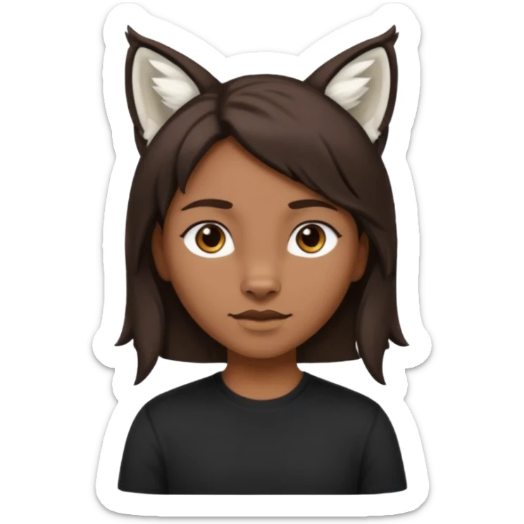 Homme Hybride au cheveux marron foncé avec des oreilles de lynx blanc sticker