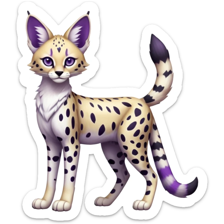 Epic Edgy Black Purple White ethereal Serval-Fionbri-Vernid full body sticker