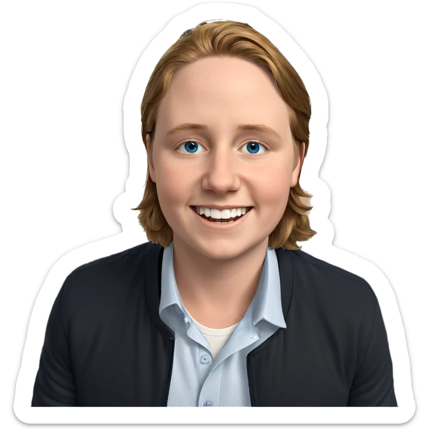 smiling boy with blue eyes sticker