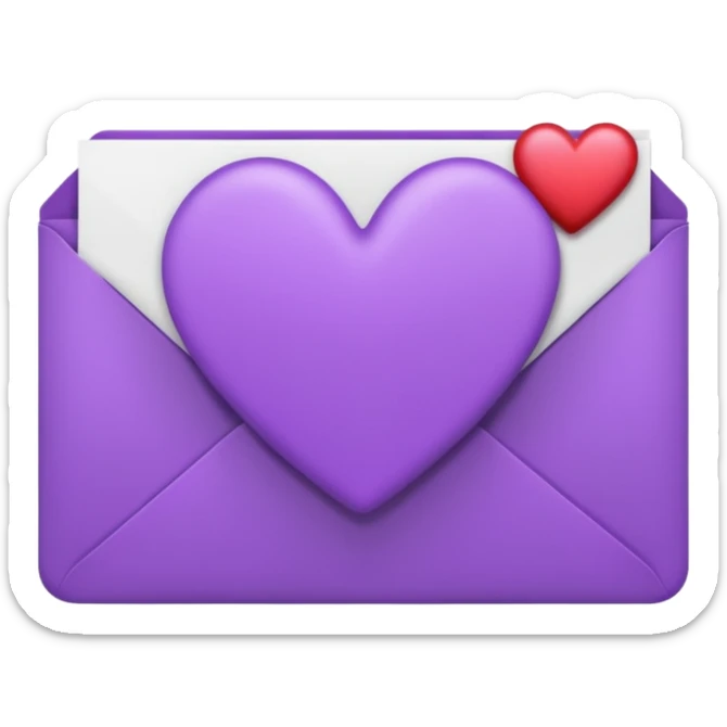 IOS's love letter emoji but with a purple heart instead of a red heart sticker