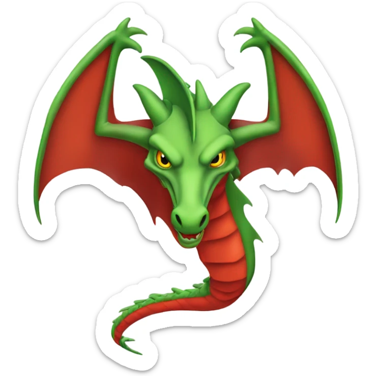 the head of a graoully dragon, green body and red back and green / yellow wings sticker