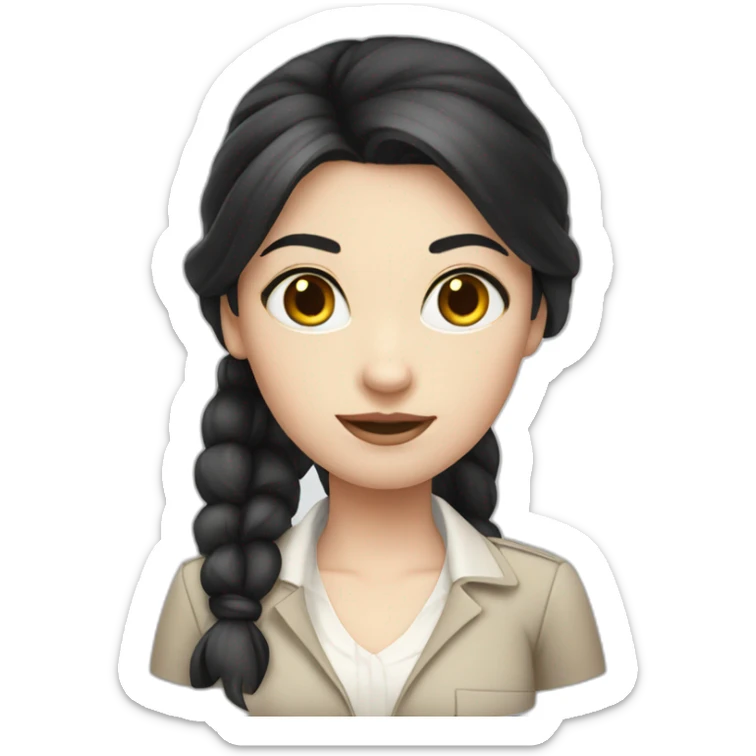 girl in detective dress pale skin black hair ponytail  sticker