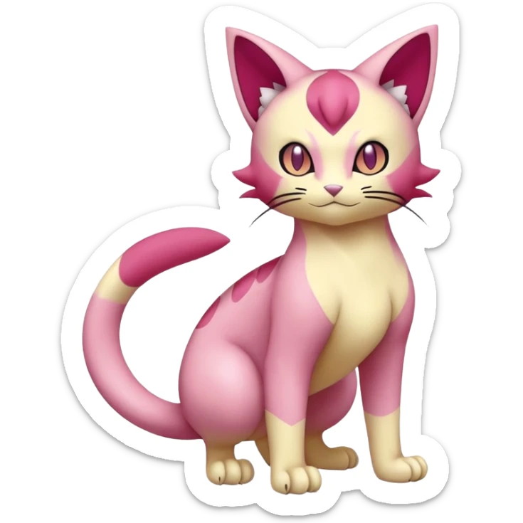 Liepard-Skitty-Delcatty-Pokémon-Fakémon-hybrid-creature (full body) sticker