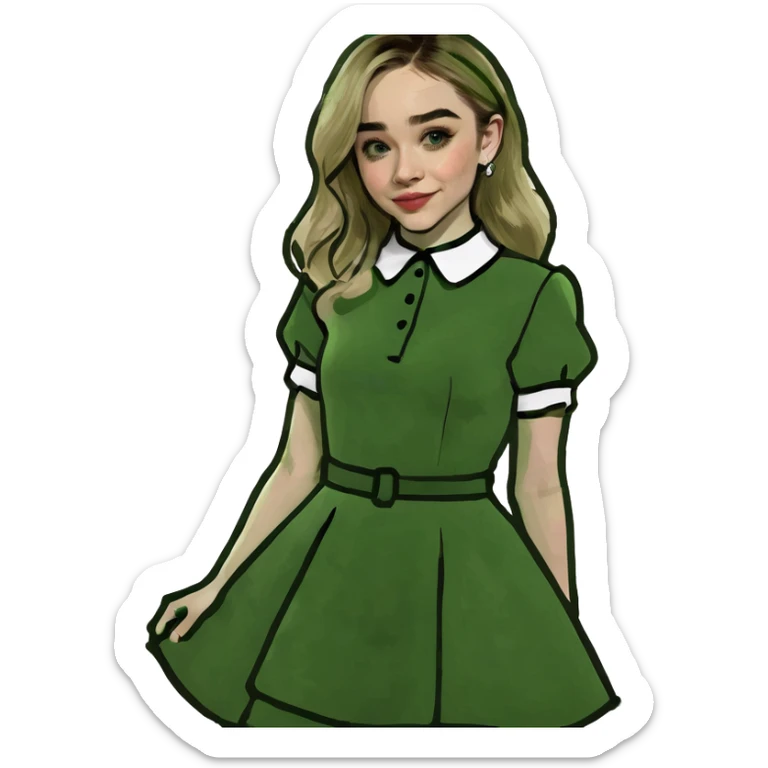 Sabrina Carpenter blonde singer in a glamorous Short n' Sweet style dress sticker