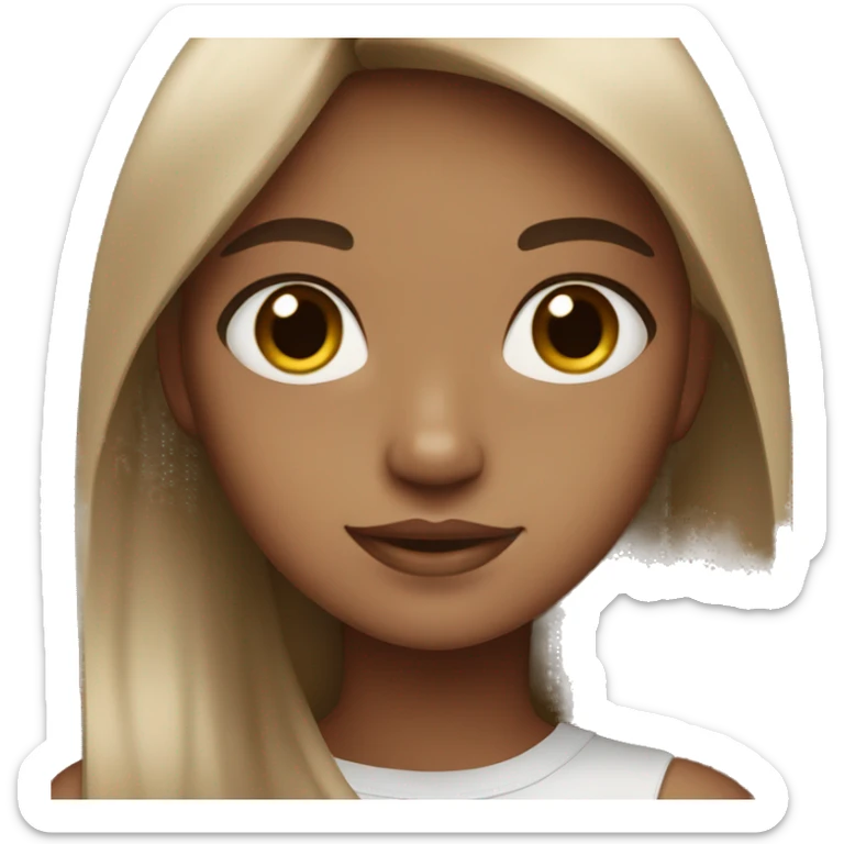 Girl white and brown skin brown hair brown eyes sticker