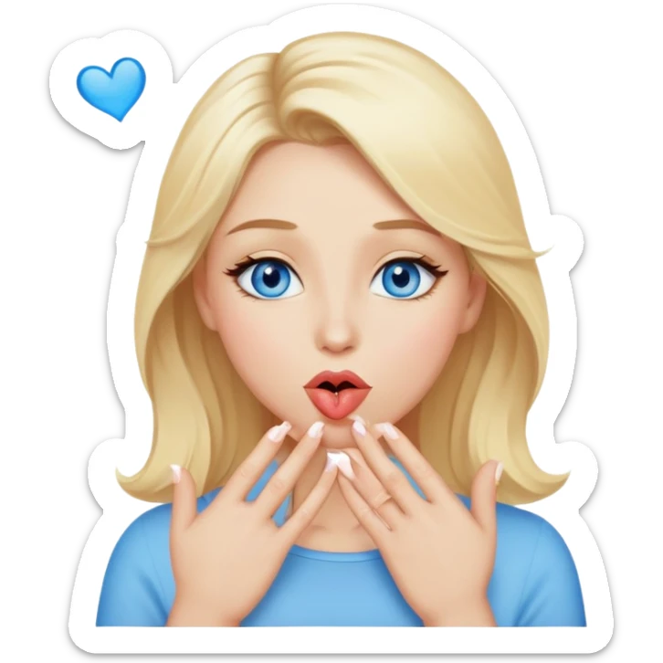 blonde woman with blue eyes and blonde hair blowing kisses sticker