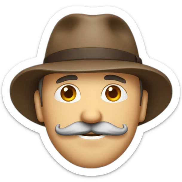 Middle age man with faded hair loss and moustache brown and wearing hat sticker