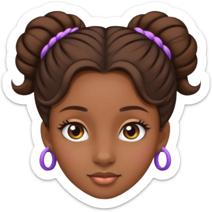tạo cho tôi emoji tạo hình của công chúa da đen tóc nâu búi tóc 1 bên sticker