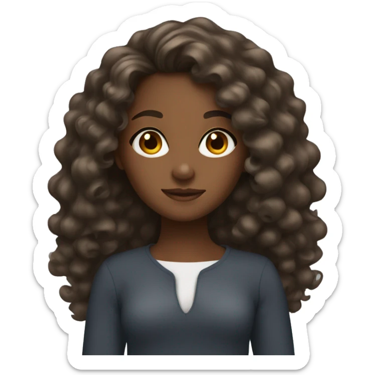 Brown skin girl with long curly hair sticker