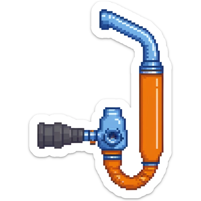 Pixelated blue VO2 max mouthpiece with breathing valve and connected tube sticker