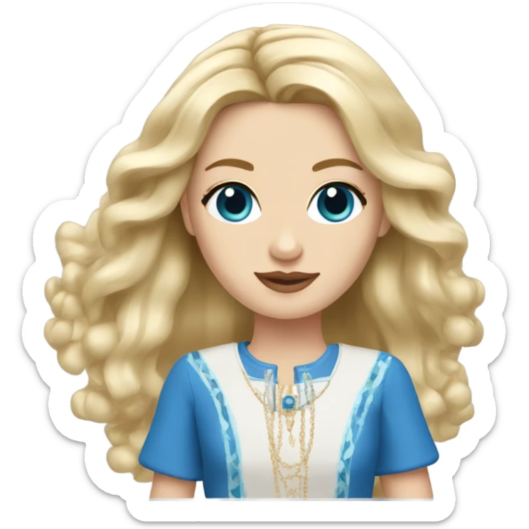 Blonde Slavic women with long hair and blue eyes and chanel dress sticker