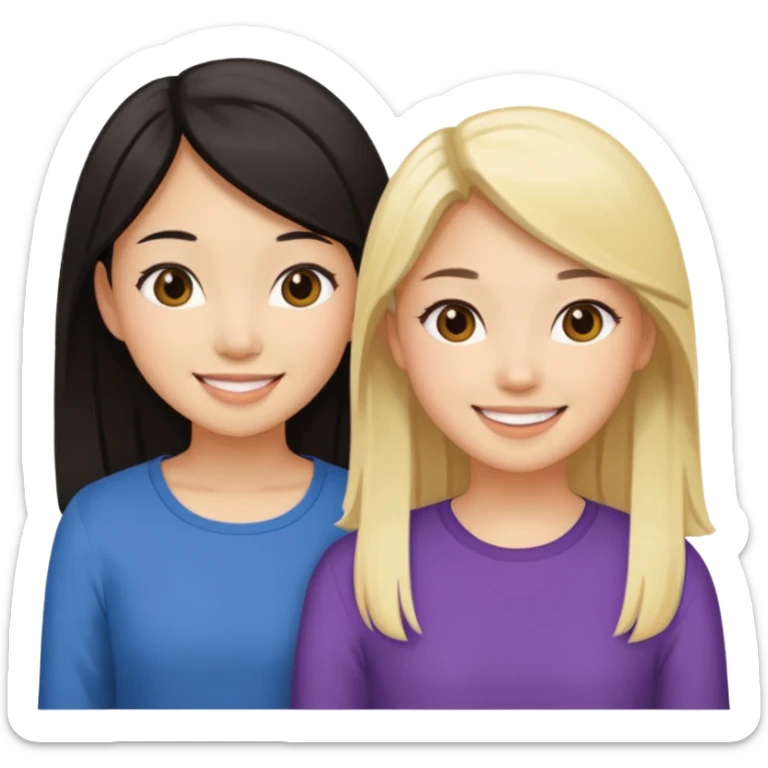 Two girl best friends one Asian the other blonde sticker