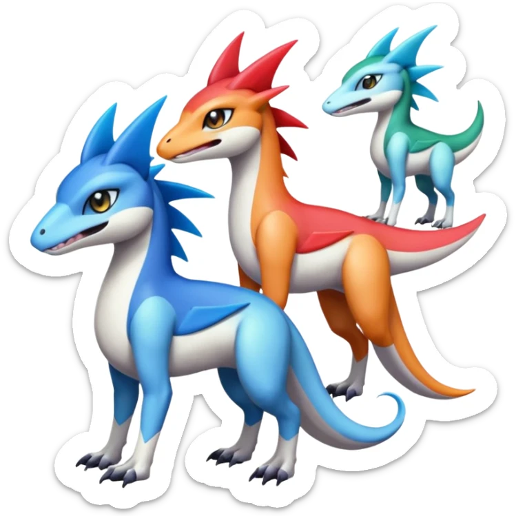 Colorful Meloetta-Latios-Wargreymon-Sergal-Pokémon-Digimon-Fakémon-fusion-hybrid-creature sticker