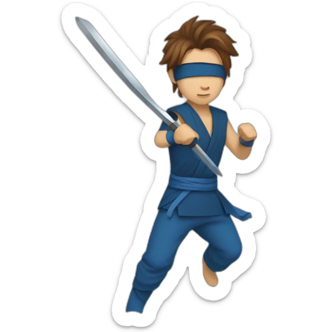 ninja,barefoot,blue-sleeveless-outfit,brown-hair,running-to-the-right,slashing-sword sticker