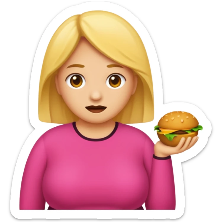 Quiero que crees un emoji tipo 🚷 Pero reemplaza a la persona por una silueta de una mujer obesa sticker