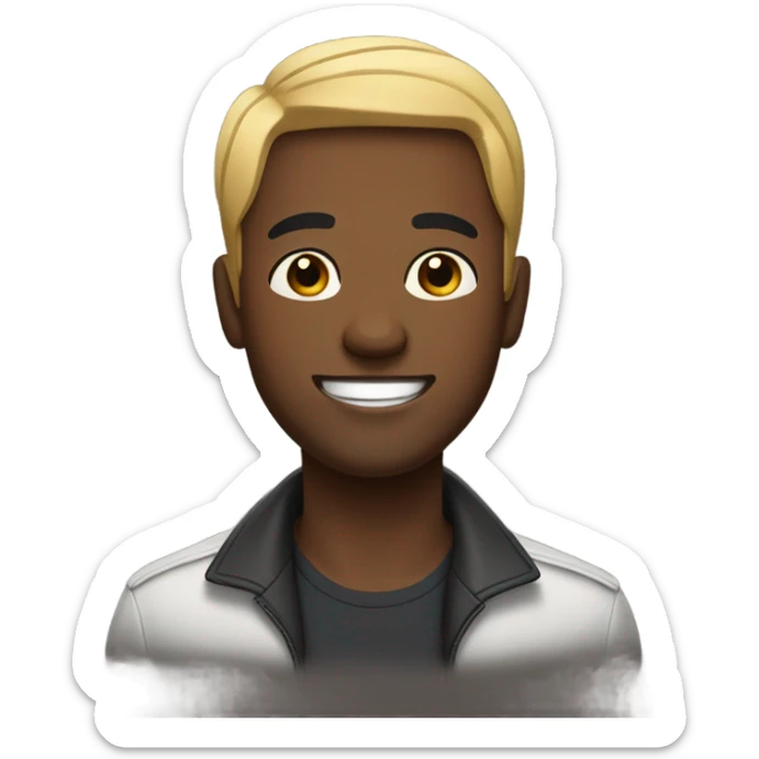 Black American Guy with black hair and blonde on top crossing his arms smiling sticker