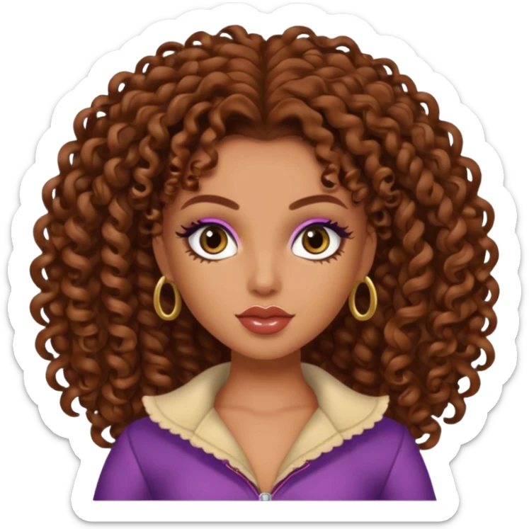 antonia gentry as pretty bratz baddie, brown curly hair sticker